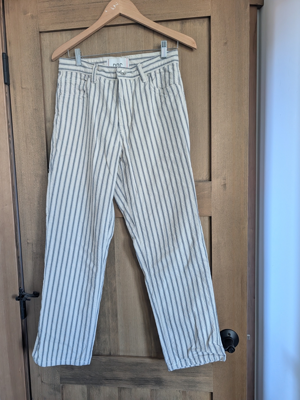 BDG Cream Pants with Black Vertical Stripes